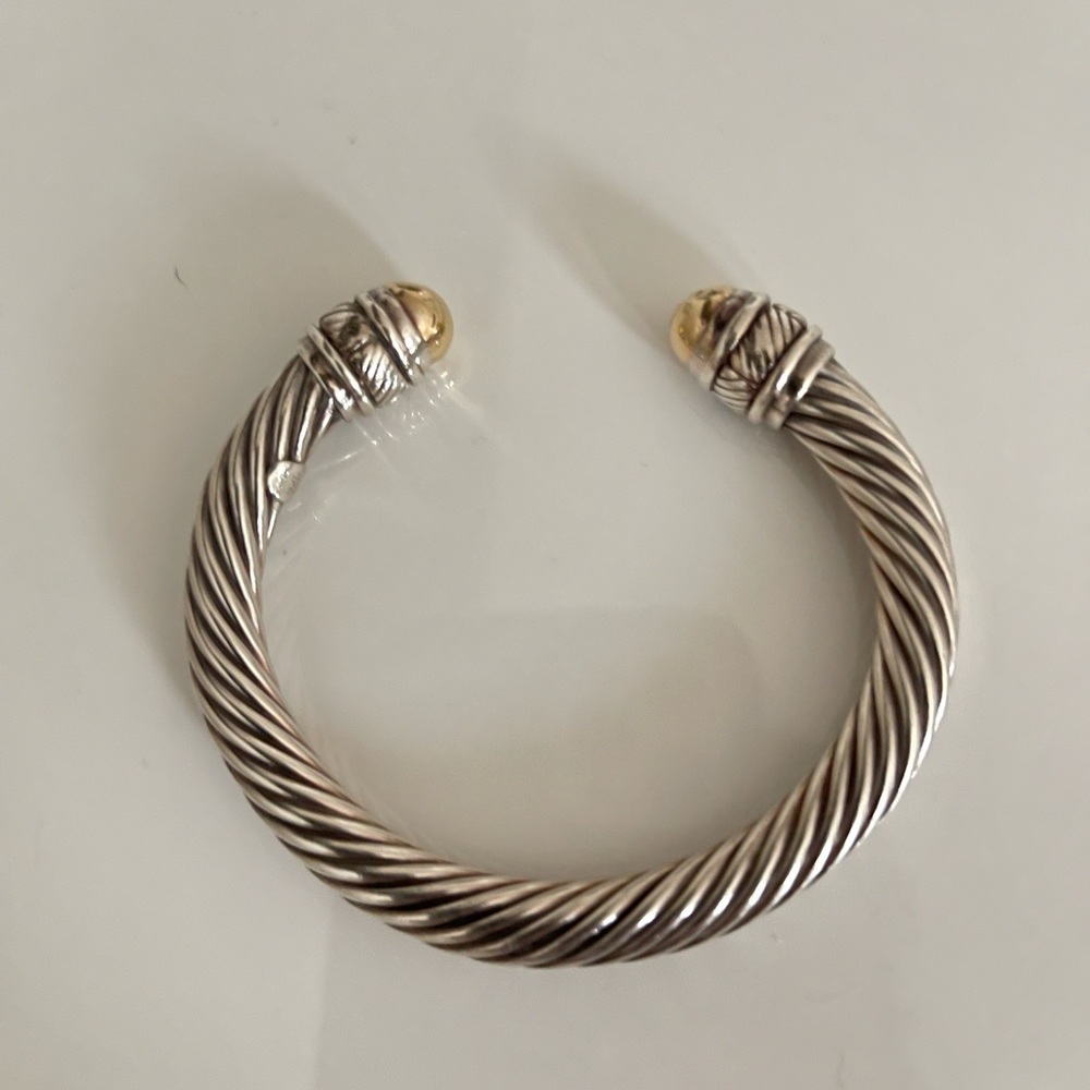 Jeffrey Levin Cable Bangle Bracelet/925 Silver and 18 gold